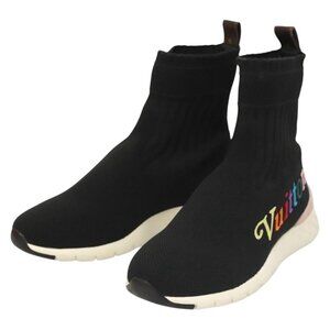 LOUIS VUITTON After Game Socks Sneakers Cotton Black LV Auth